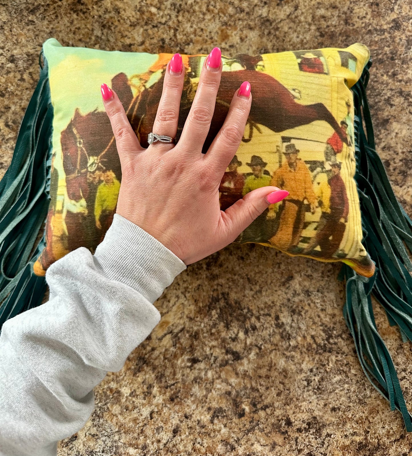 Pillow Let 'Er Buck Bronc. Size reference in pictures.