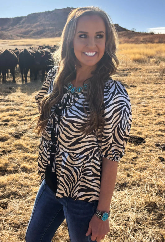 COWGIRL SAFARI TIE TOP