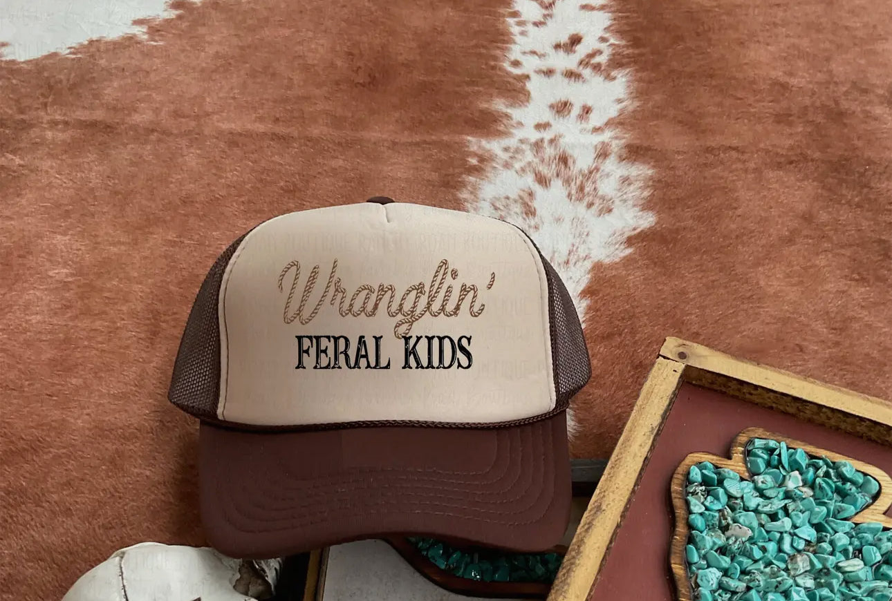 Wranglin feral kids trucker hat
