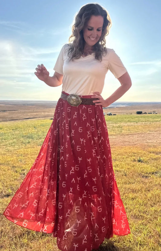 RED DIRT BRANDED MAXI SKIRT