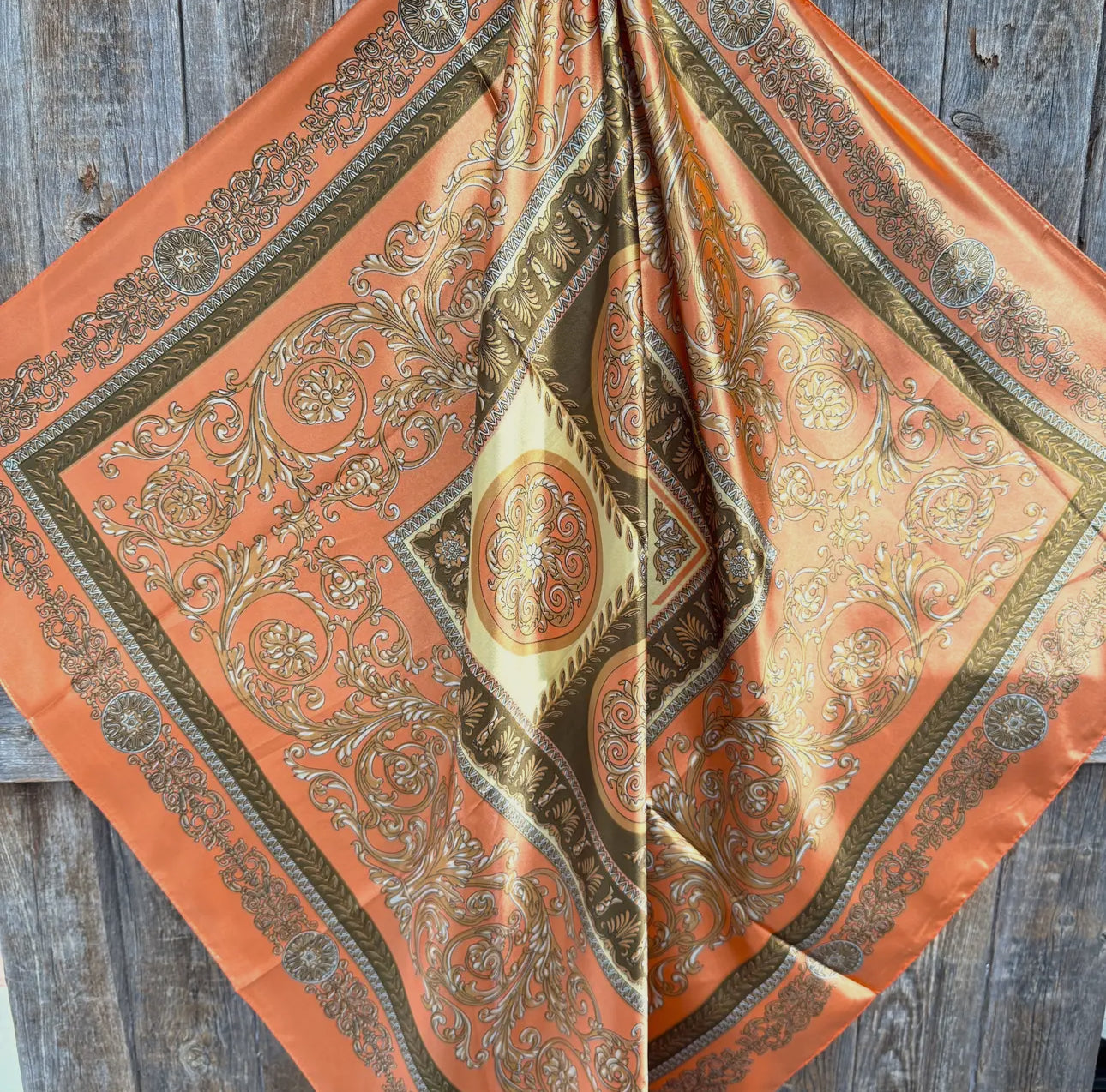 35X35" Orange and Gold Floral Wild
Rag