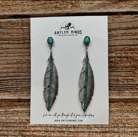 The Feather Drop Earrings. ANTLER RINGS brand.