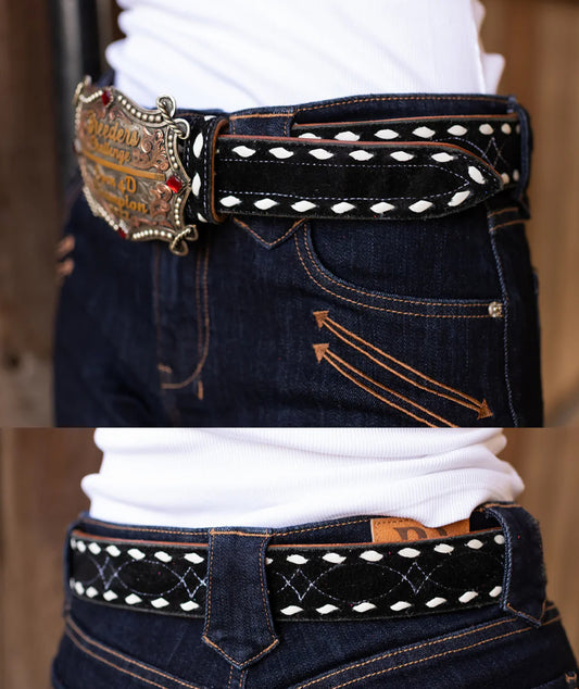 COLORED LEATHER BUCKSTITCH BLACK