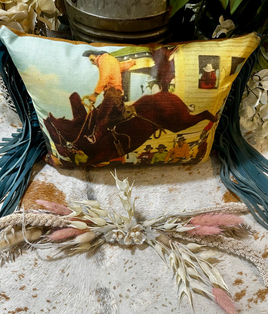 Pillow Let 'Er Buck Bronc. Size reference in pictures.