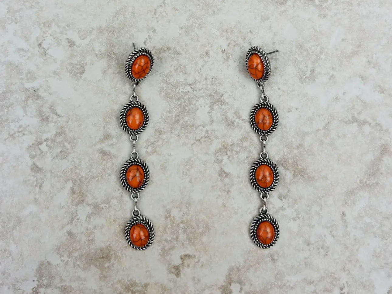 4 Tiers Orange Stone Dangle Earrings
