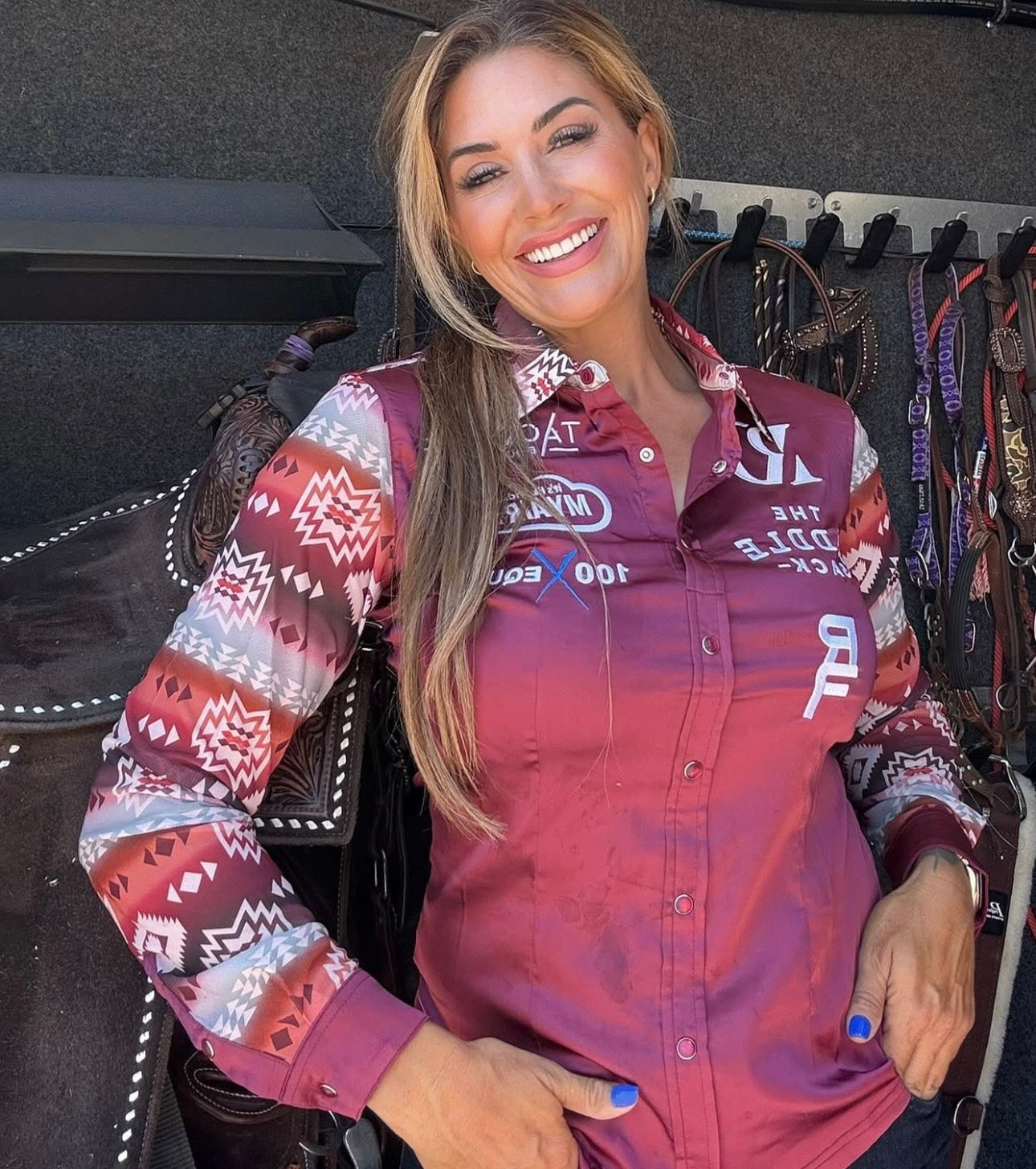 PIPER AZTEC SATIN MESH PERFORMANCE RODEO SHIRT