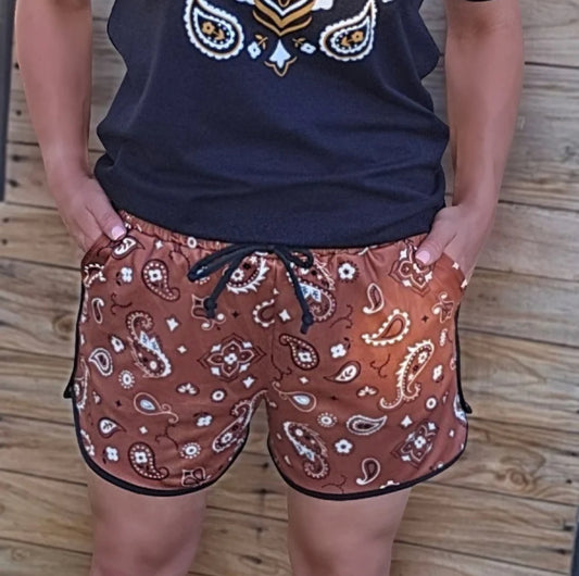 BANDANA BABE BROWN SHORTS**sale was 31.90 NOW 14.00 All sale items are final & no returns on sale items.