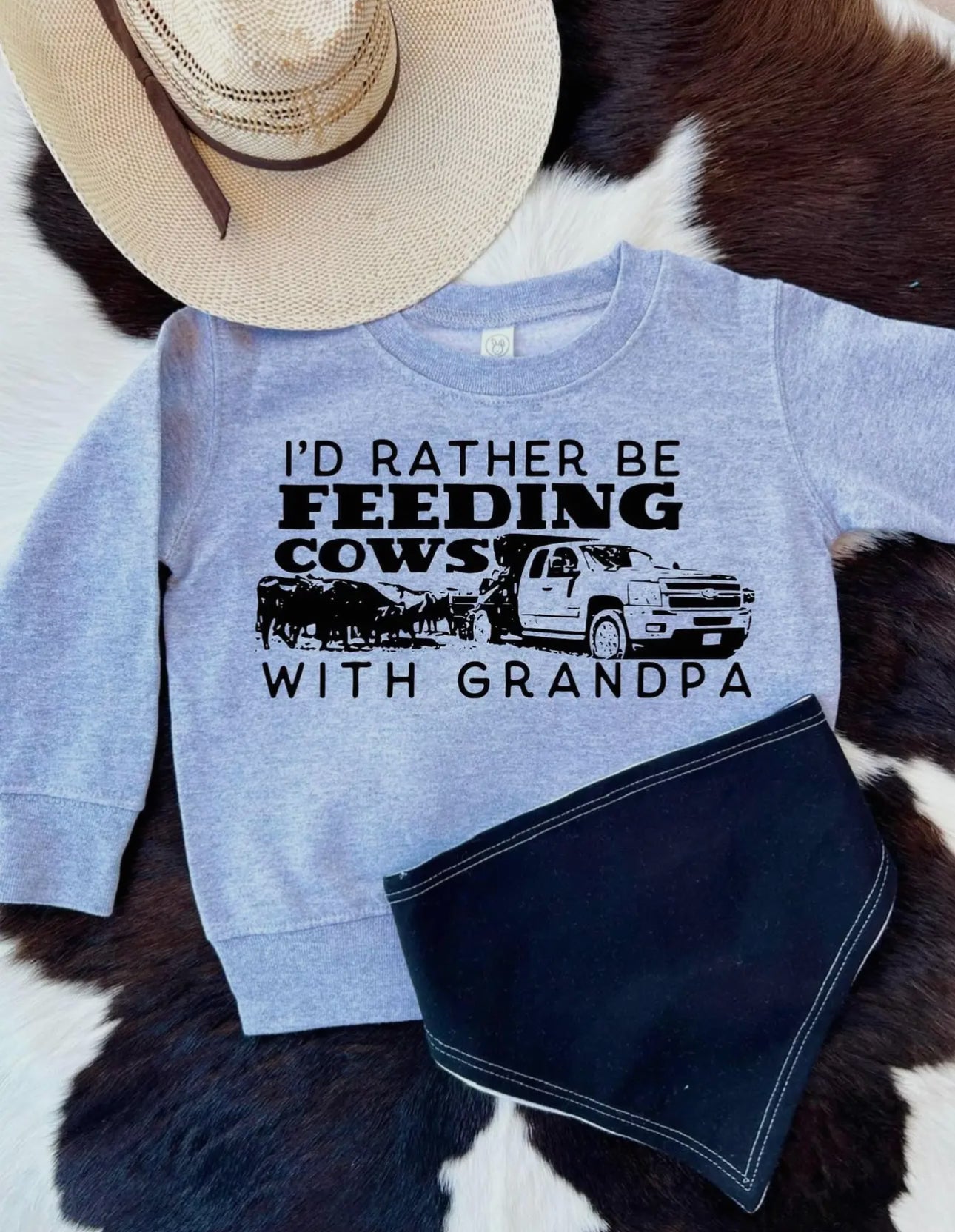 I’d rather be feeding cows with grandpa**midwinter sale** was 28.00 NOW 17.00. All sale items are final & no returns on sale items.