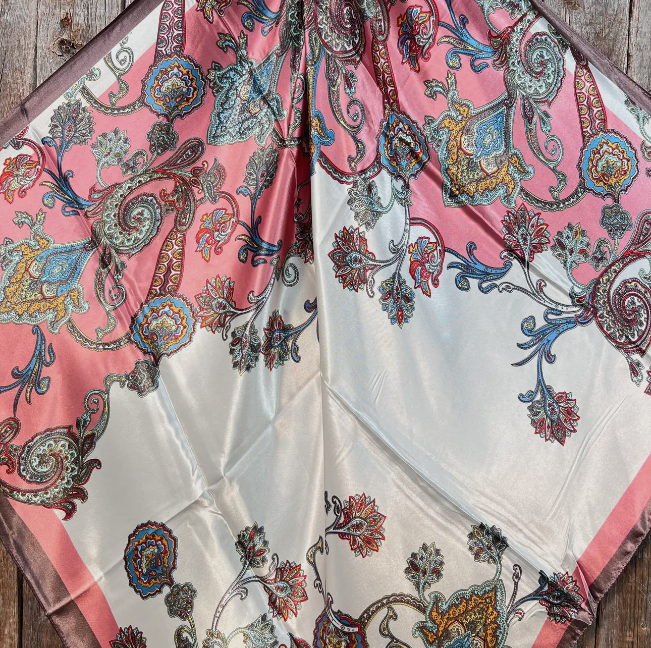 35X35" Pink & Brown Paisley Wild Rag