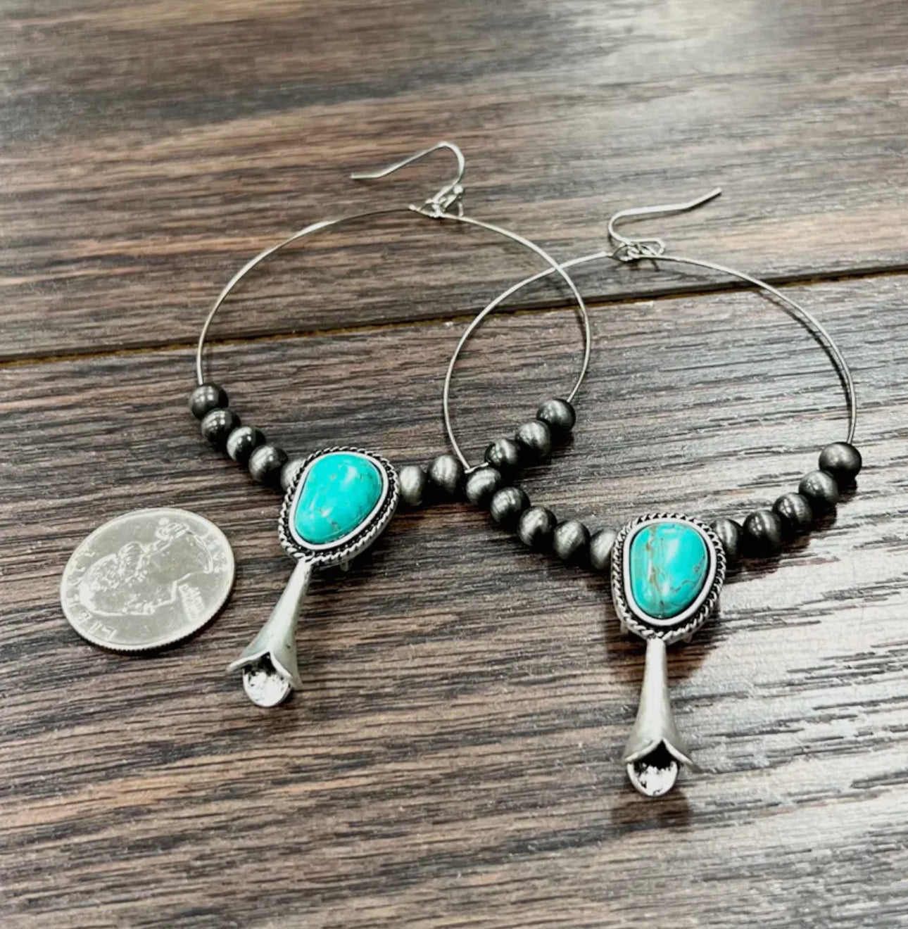 Squash Turquoise Hoop Earrings