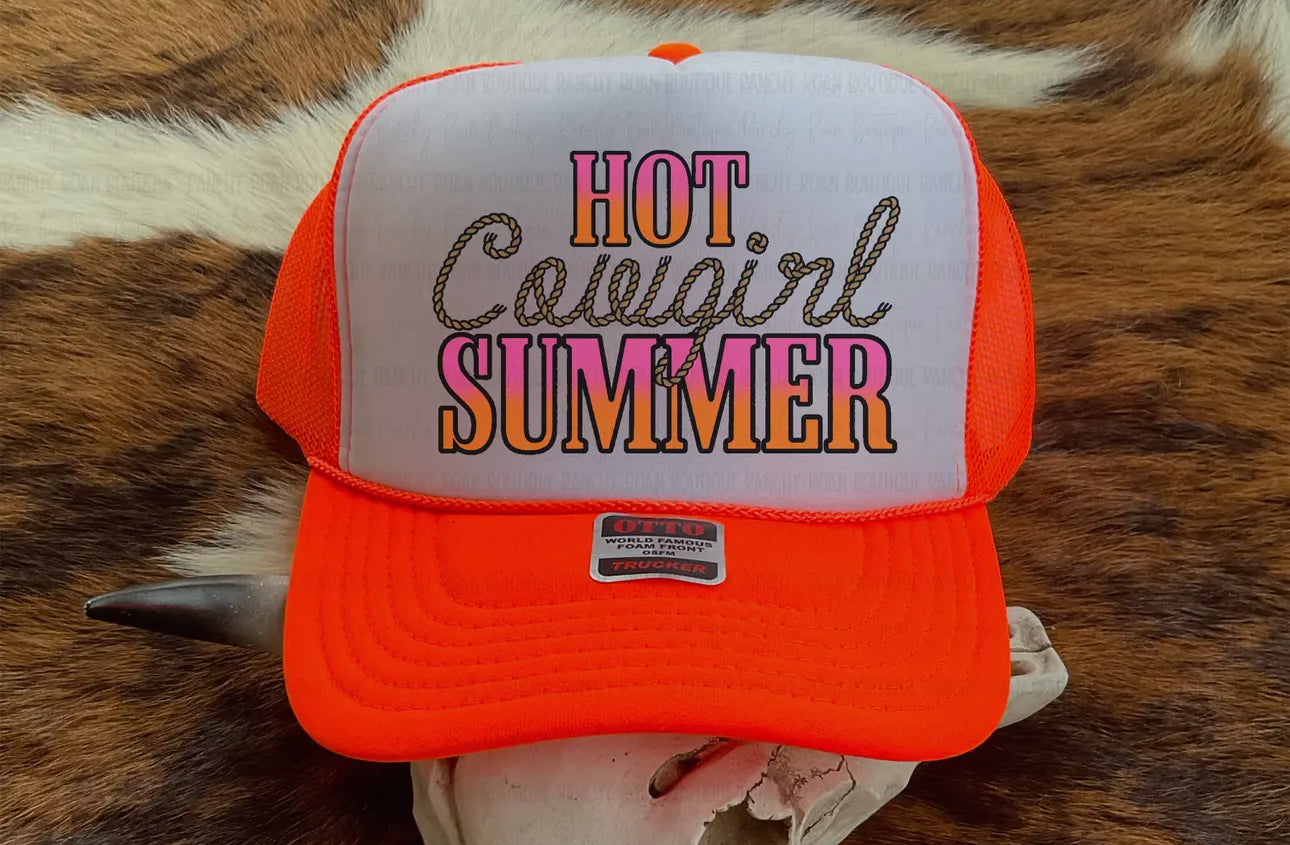 Hot Cowgirl Summer Trucker Hat -
Western Mesh Snapback