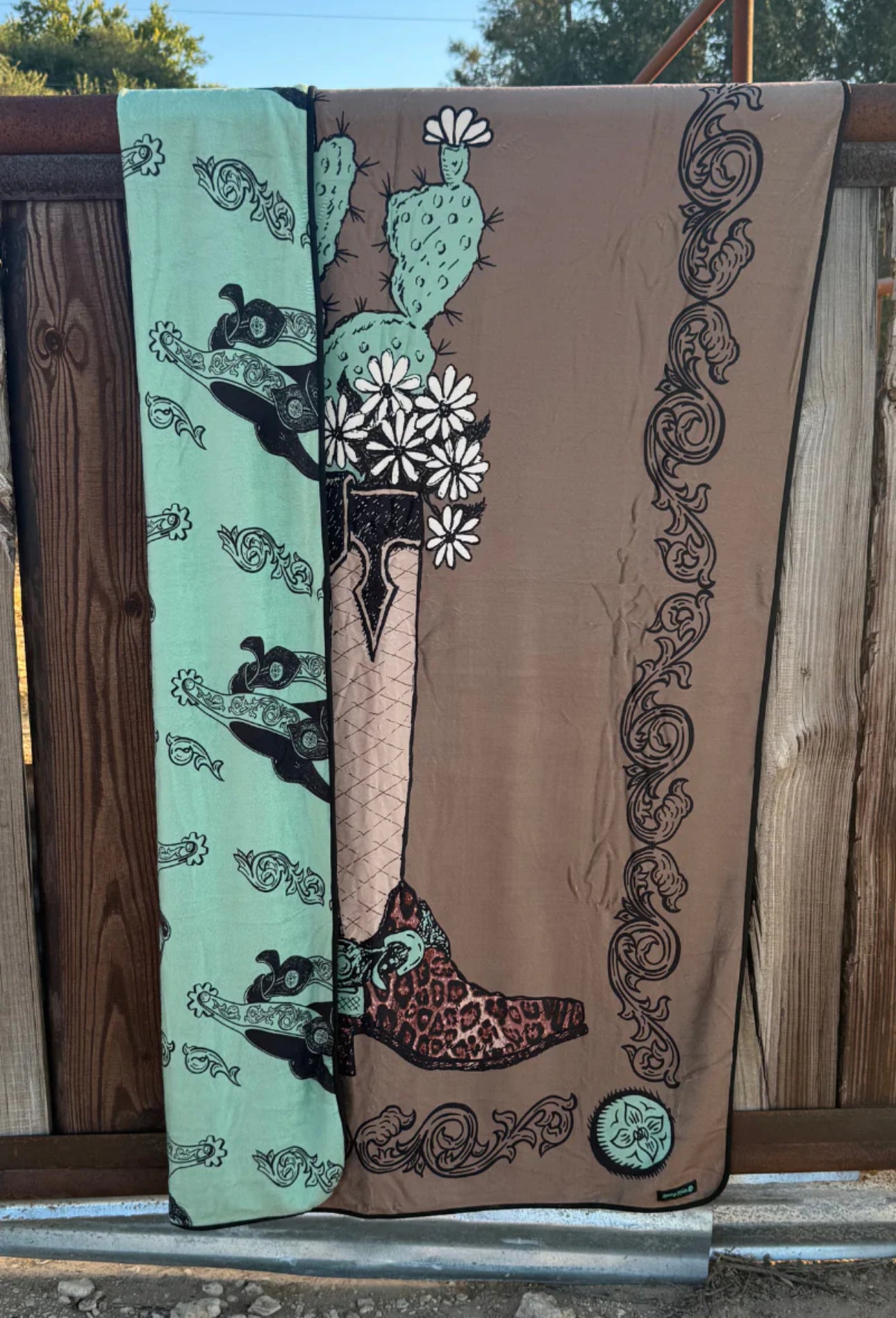 BOOTS AND BURLAP BLANKET
