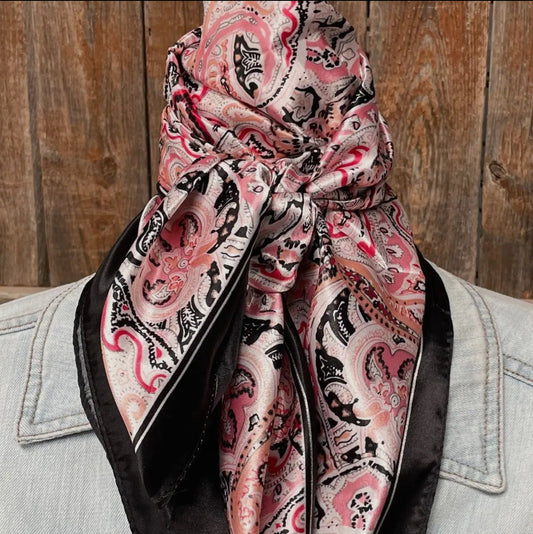 35X35" Pink & Black Paisley Wild Rag