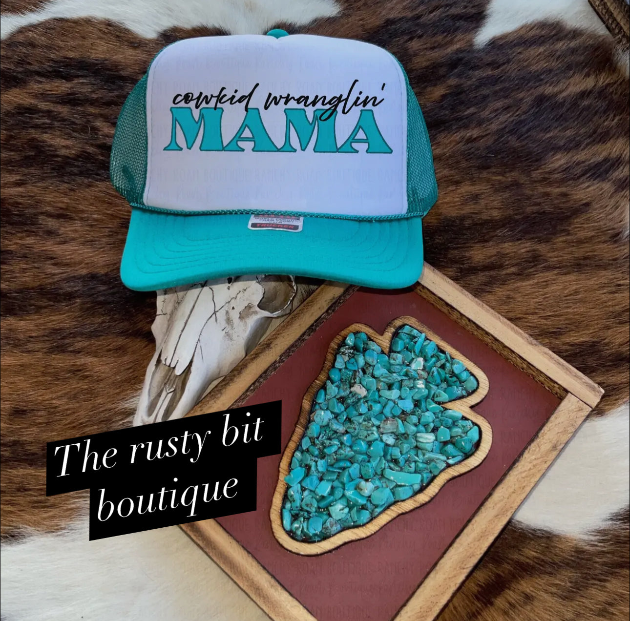 Cowkid wranglin Mama trucker hat **SALE was 24.00 NOW 17.00 All sale items are final & no returns on sale items.