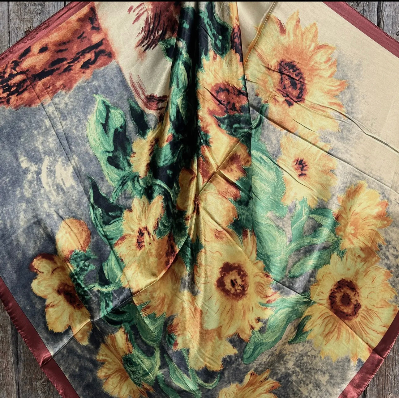 35X35" Painted Sunflower Wild Rag