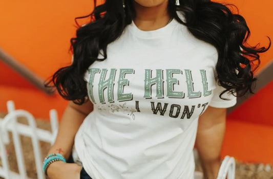 Floral Hell I Won't Graphic Tee ** please note some shirts will be white & others will be a cream color**