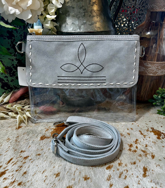 Clear grey Suede Leather Bootstitch
Crossbody