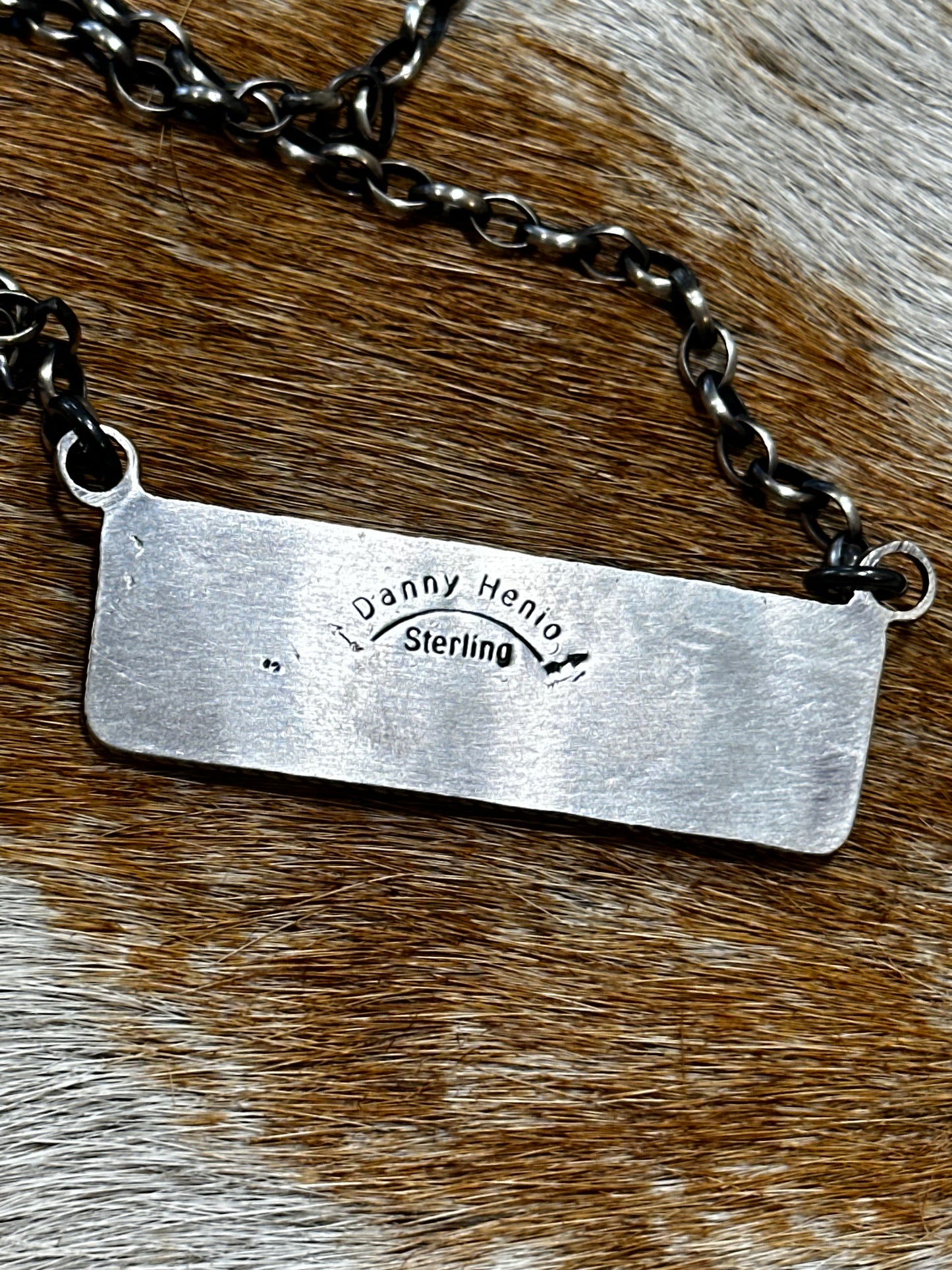 Authentic stamped bar necklace. Kingsman turquoise with red corral (the red is more orange in person)