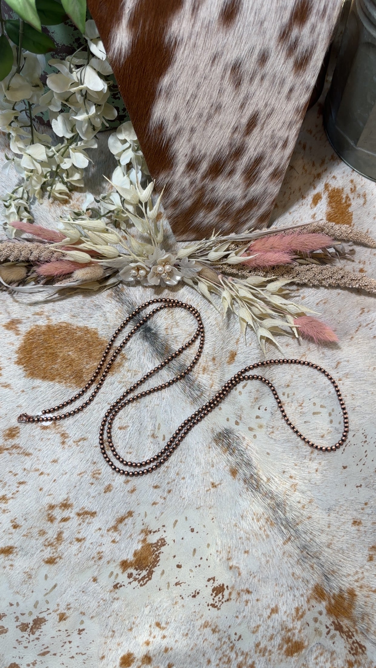 Copper pearl necklace 60 inch