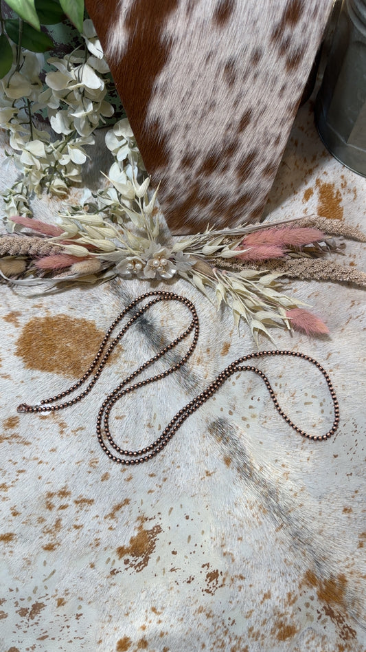 Copper pearl necklace 60 inch