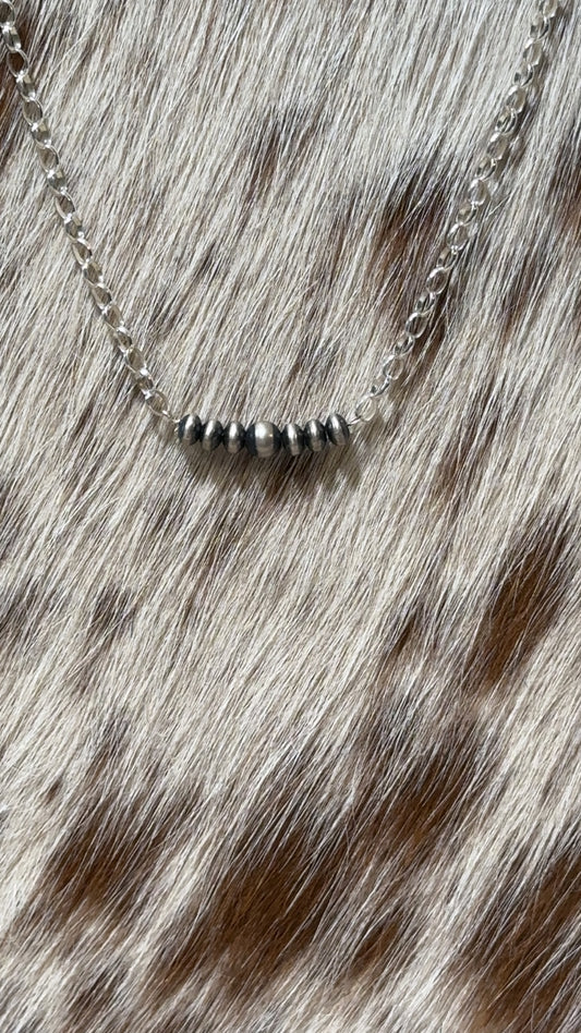 Sterling Silver Navajo Pearl Bar Necklace