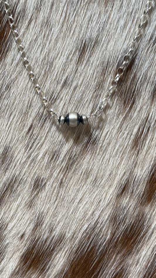 Three bead Sterling Navajo Pearl Chain Necklace