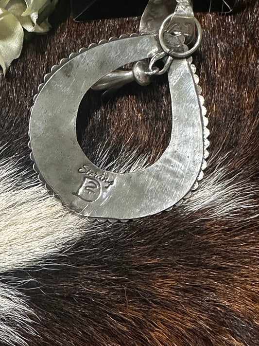 stamped sterling silver teardrop pendant