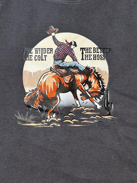 The wilder the colt, the better the hoss. Sizes: NB-18m & 2T - 5/6T **midwinter sale**was 24.00 NOW 16.00. All sale items are final & no returns on sale items.