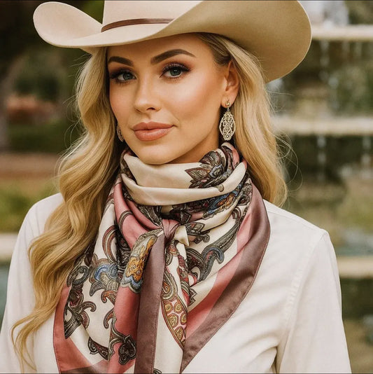 35X35" Pink & Brown Paisley Wild Rag