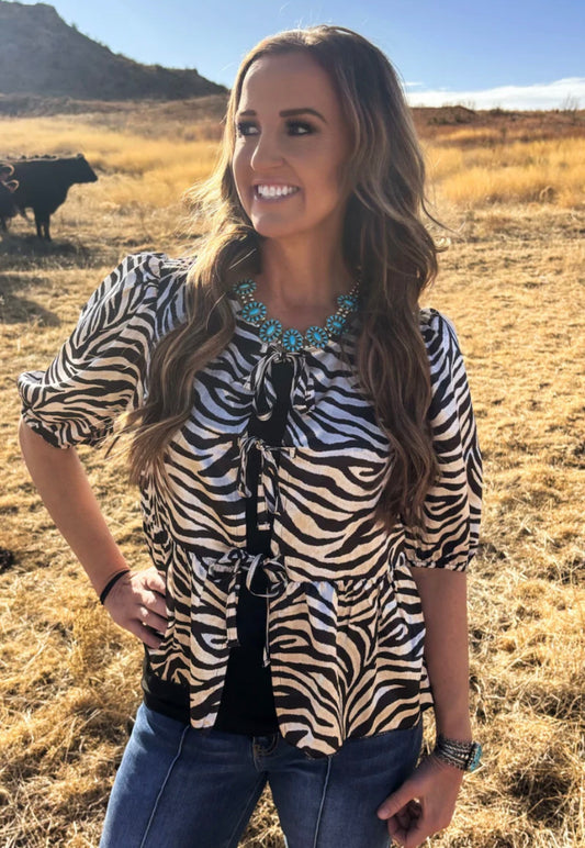 COWGIRL SAFARI TIE TOP