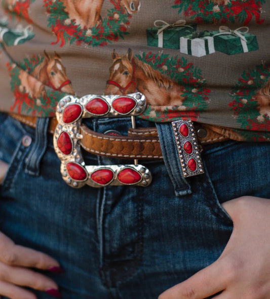 BUCKLE UP BELT BUCKLE RED