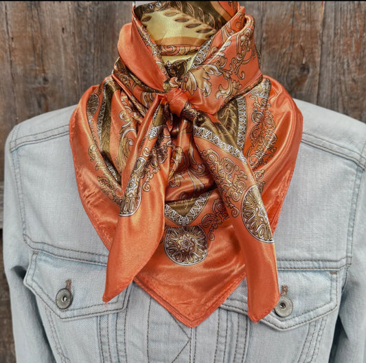 35X35" Orange and Gold Floral Wild
Rag