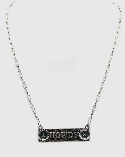 Western Howdy Flower Bar Necklace