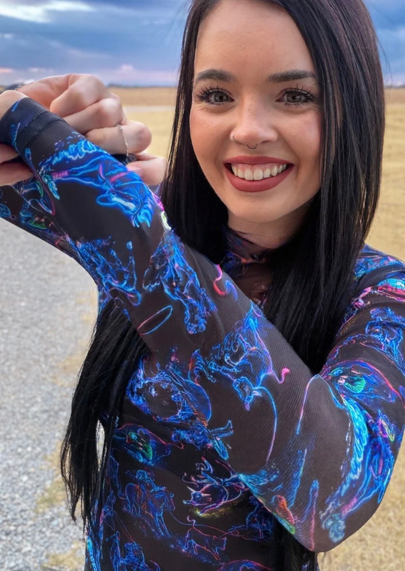 NEON RODEO ROAD MESH TOP