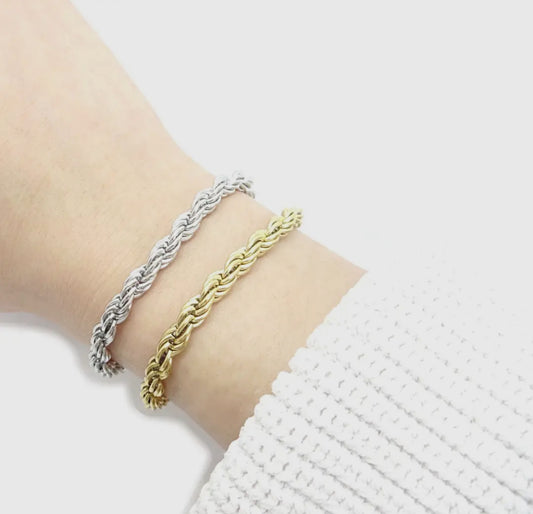 Twisted Rope Chain Bracelet. Surgical Stainless Steel ﻿                                    E-Coating (AntiTarnish)