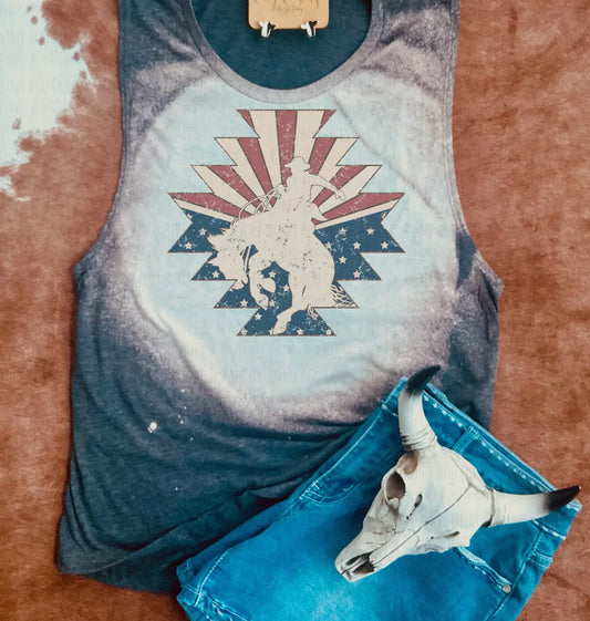 American Cowboy Buckin Bronc Festival Muscle Tank Top