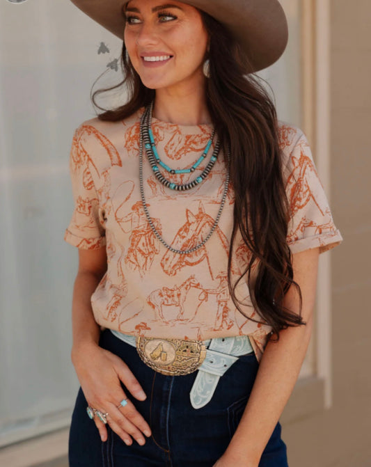 DOODLE DOS TEE *SADDLE