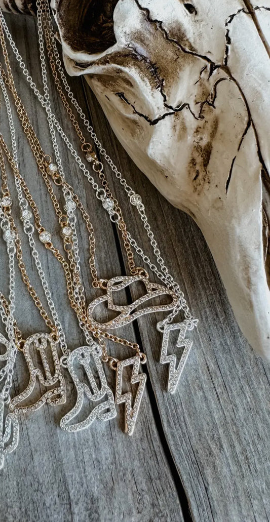 Western Dainty Silver Necklace -
Lighting bolt choker (silver color only available)