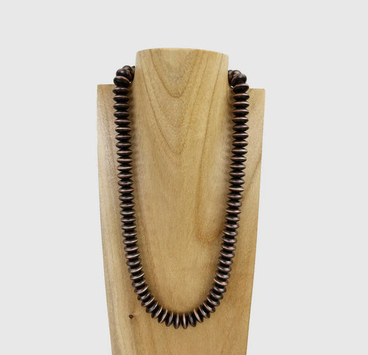 22 Inches
14mm Roundel Cooper Navajo Pearl Bead Necklace