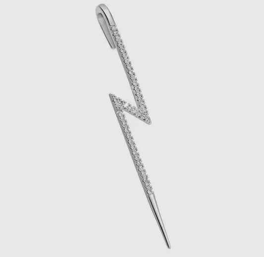 Lighting Bolt Edgy Hook Pin Ear
Cuff Earring. Sterling Silver (925)