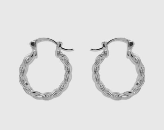 Twisted Rope Hoop Earrings (20 mm) 100% Hypoallergenic
﻿﻿Sterling Silver (925)