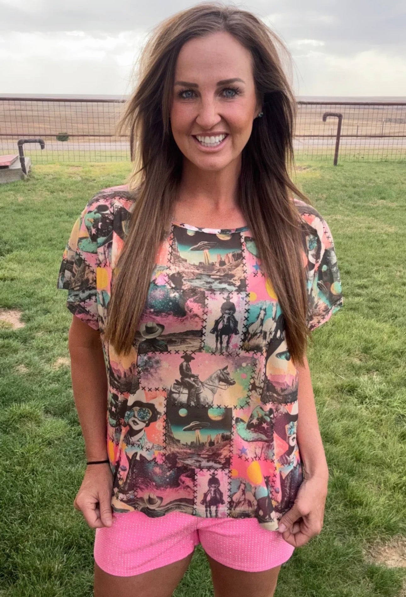 COSMIC COWGIRL MESH TOP