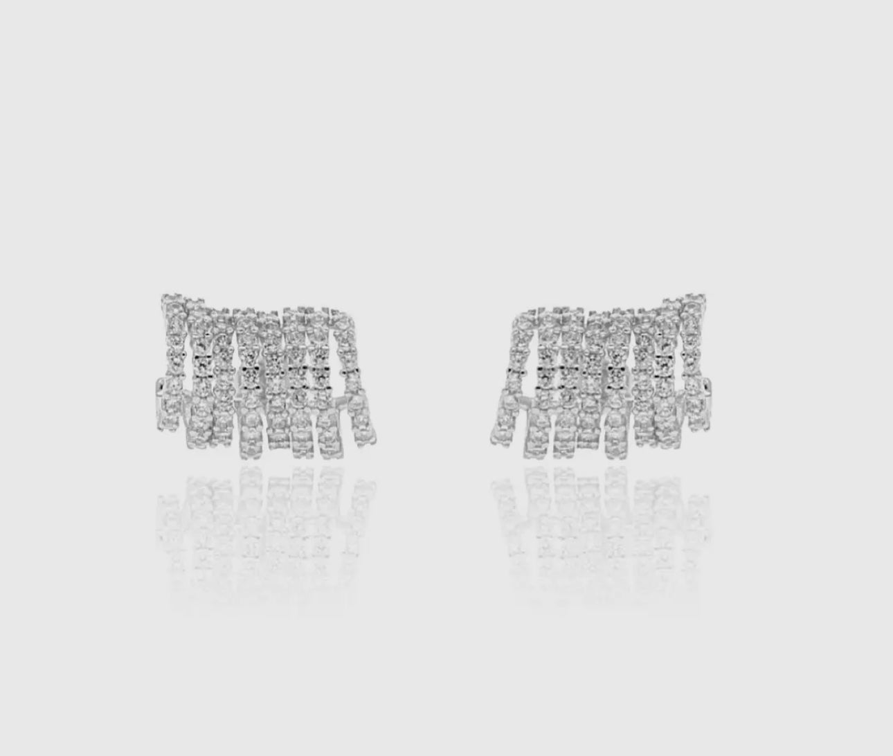 Cz. Diamond Multi Row Huggies Earrings COLOR available: Sterling Silver (925)