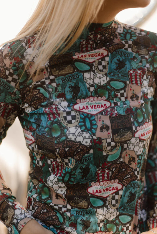 VIVA LAS COWGIRL MESH TOP