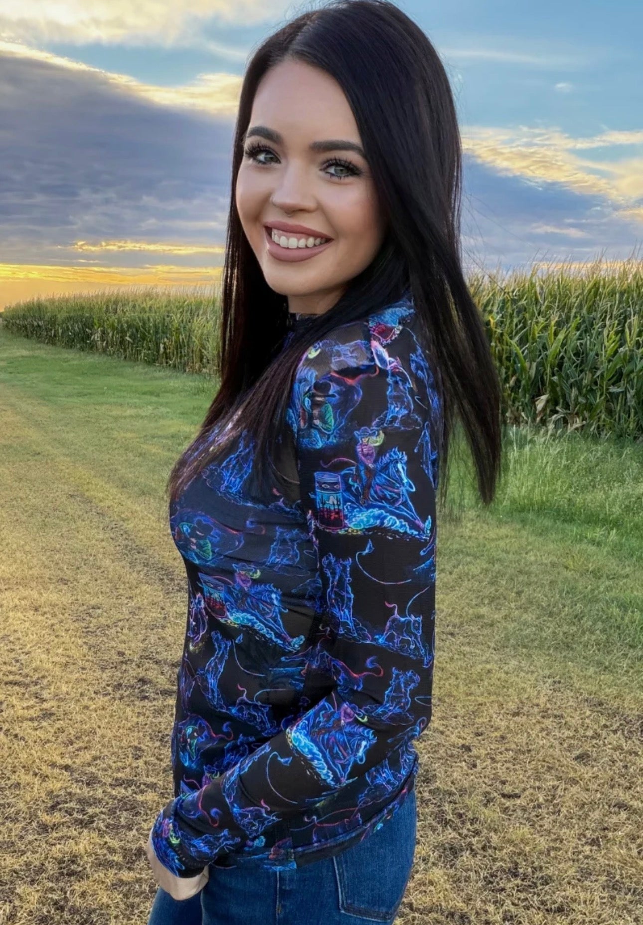 NEON RODEO ROAD MESH TOP