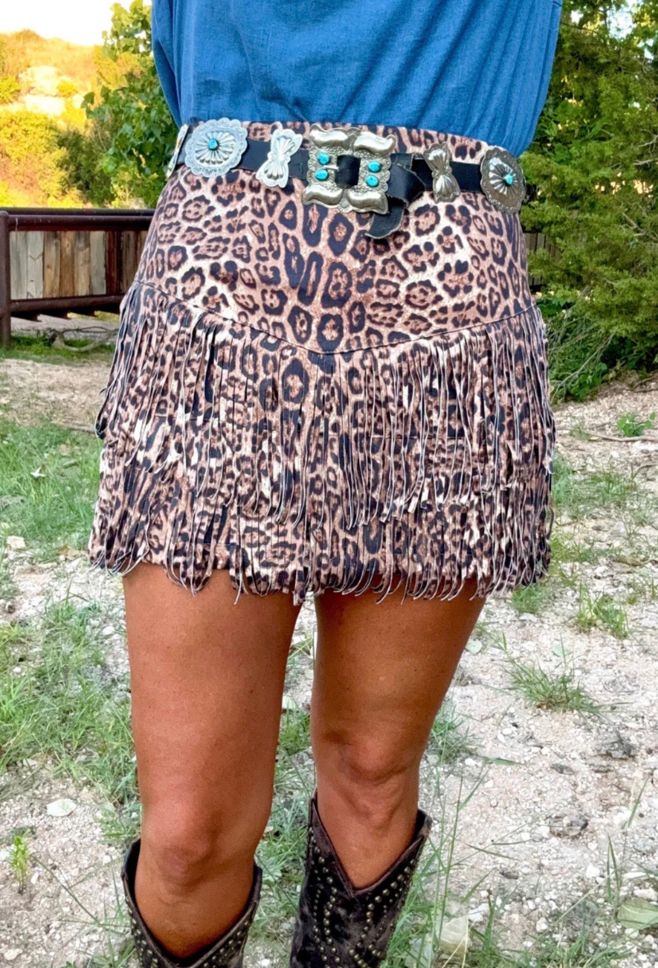 FORT WORTH FRINGE SKIRT - LEOPARD