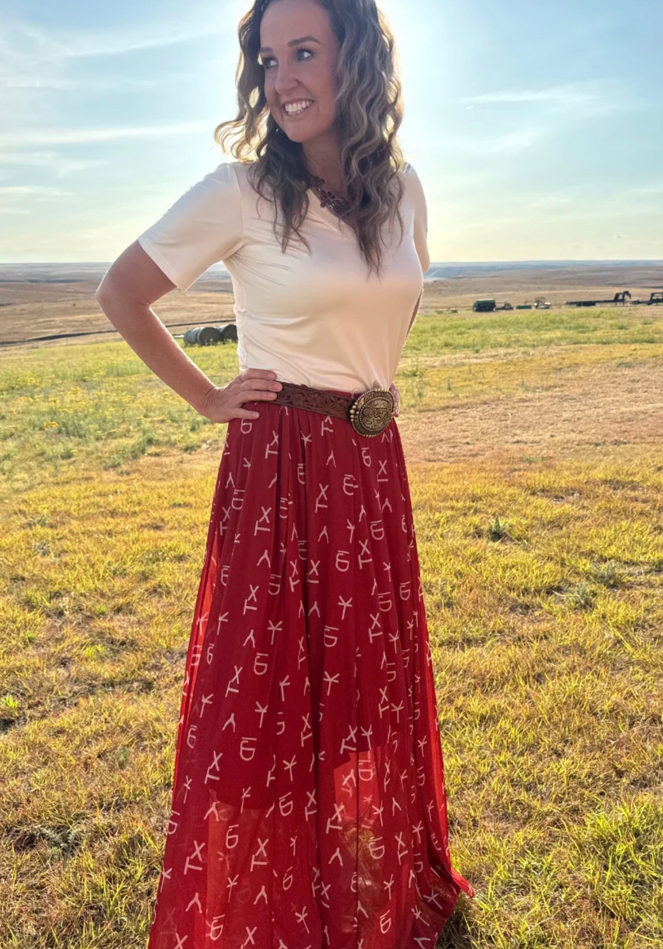 RED DIRT BRANDED MAXI SKIRT