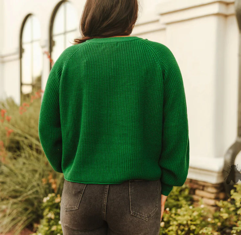 SADDLE STRAPS GREEN SWEATER