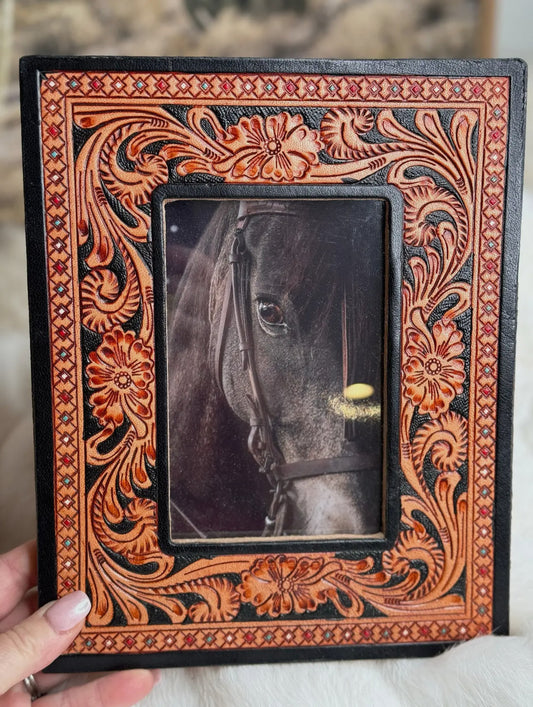 Black Tooled Leather Photo Frame
Western Cowgirl Cowboy Wedding, Christmas, Graduation Gift Bridal Shower New Baby Mothers Fathers Day!