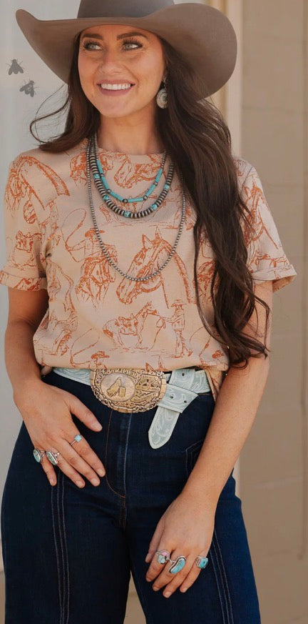 DOODLE DOS TEE *SADDLE
